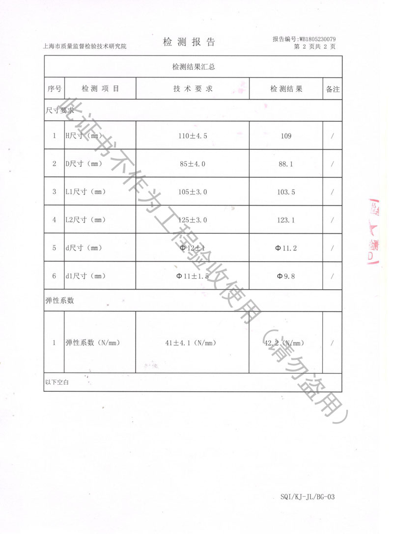 2018年水泵阻尼弹簧隔振器检测报告